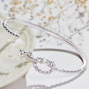 925 Sterling Silver cuff bangle bracelet rope knot